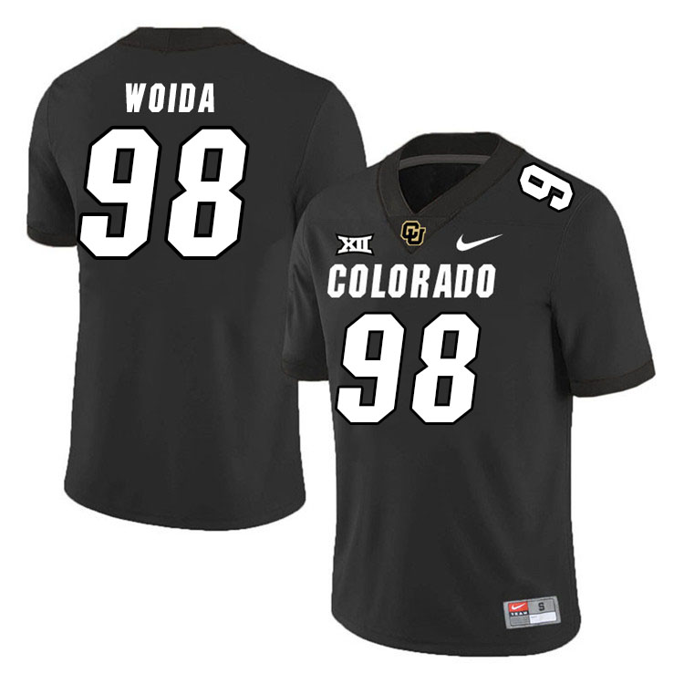 Colorado Buffaloes #98 Jacob Woida Big 12 Conference College Football Jerseys Stitched Sale-Black